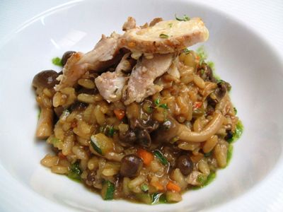 Risotto de monte arroz meloso con setas y perdiz toledana