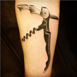 Wine tattoo - corkscrew