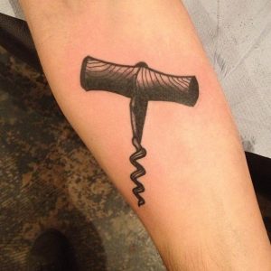 Wine tattoo - corkscrew