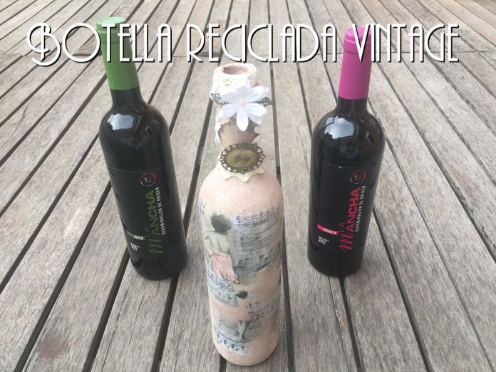 Reciclar botellas de vino con decoupage