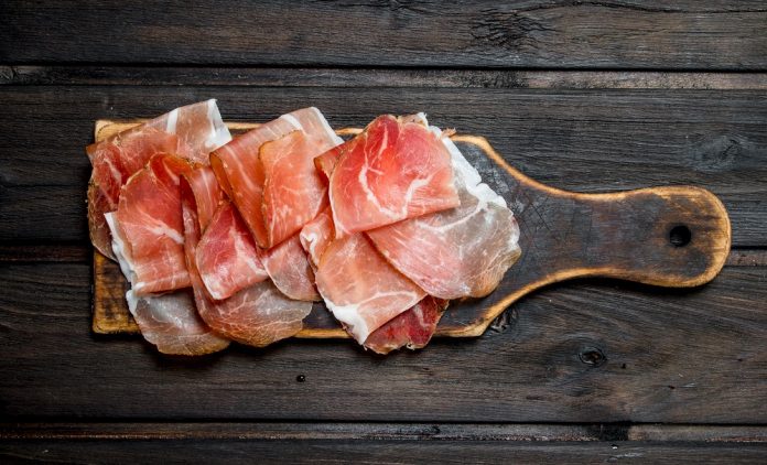 Traditional Spanish ham on the Board.